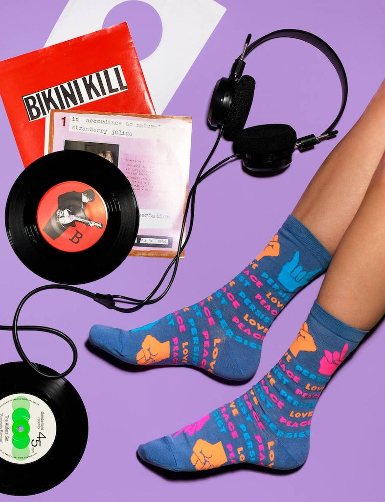 Love Peace Persist Small Crew Socks - Harmony