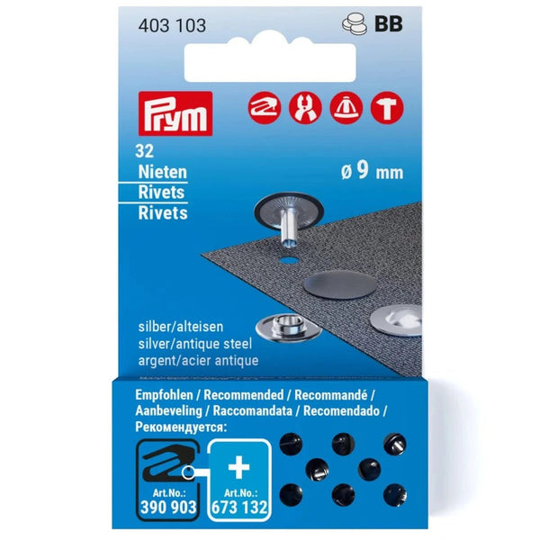 RIVETS 9 mm Refill Silver/Antique Steel 32pc - Harmony