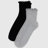 Baggu Lettuce Edge Sock - Set of 2 - Heather Grey & Black - Harmony