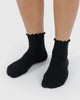 Baggu Lettuce Edge Sock - Set of 2 - Heather Grey & Black - Harmony