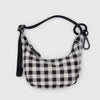 Crescent Bag Charm / Black & White Gingham - Harmony