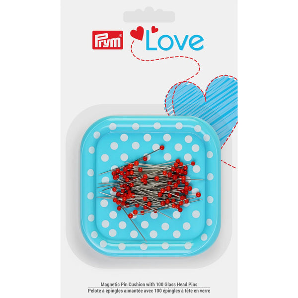 Magnetic Pin Cushion with 100 Glass Head Pins - Harmony