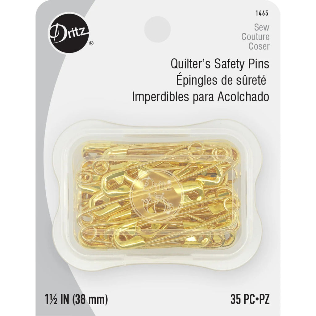 1 - 1/2" Quilters Brass Safety Pins, Brass, 35 pc - Harmony
