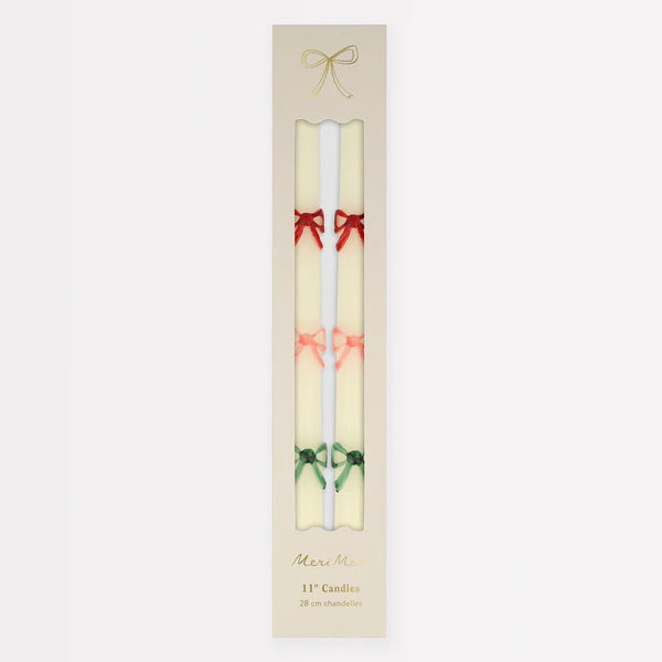 Multi Colour Bow Taper Candles (x2) - Harmony