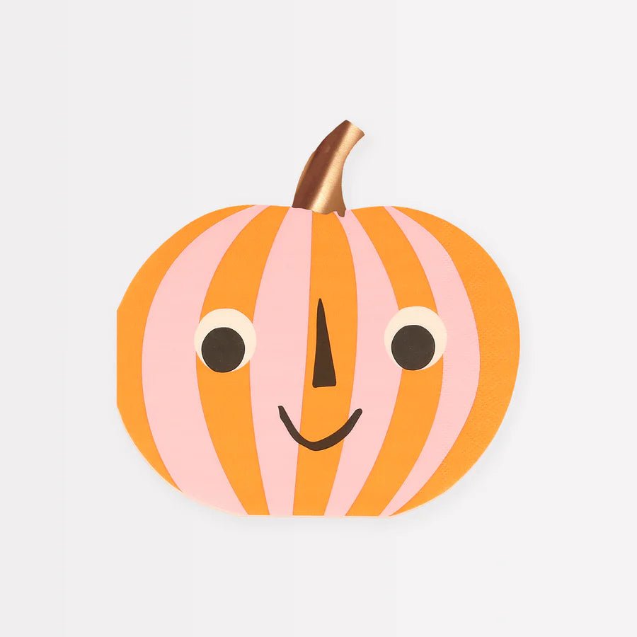 Pink & Orange Stripy Pumpkin Napkins (x16) - Harmony