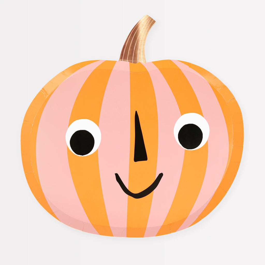 Pink & Orange Stripy Pumpkin Plates (x8) - Harmony