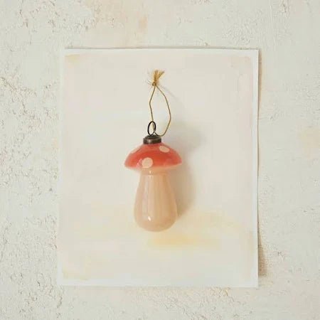 Glass Mushroom Ornament, Pink and Peach - Harmony