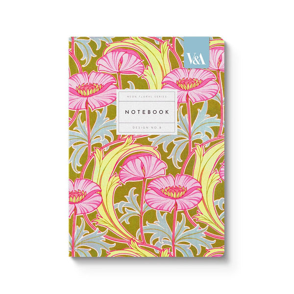 Neon Floral Pink Poppies Notebook - Harmony