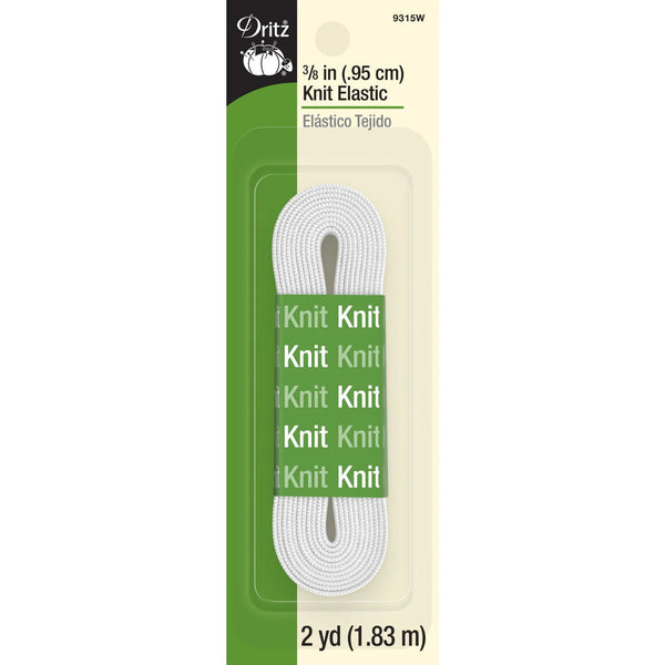 3/8" Knit Elastic, White, 2 yd - Harmony