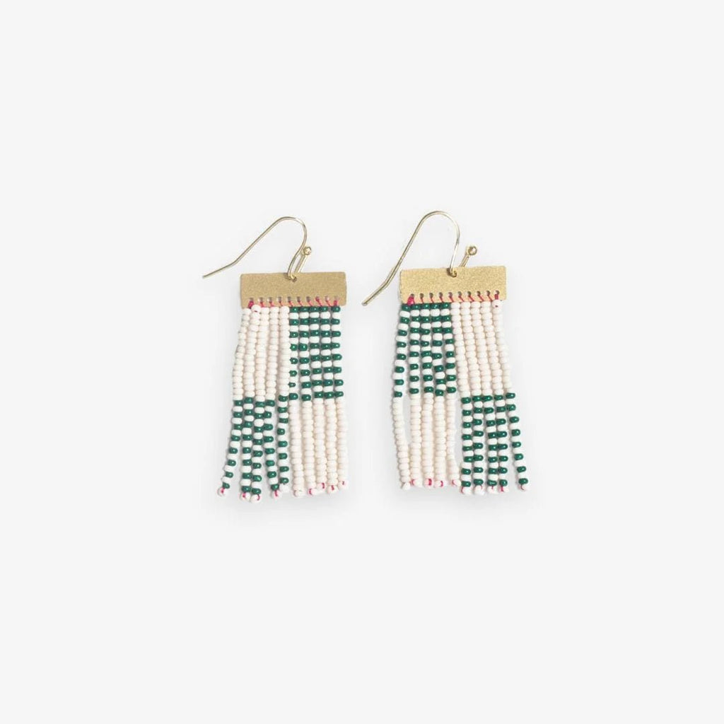 Scout Rectangle Hanger colorblock fringe earring green - Harmony