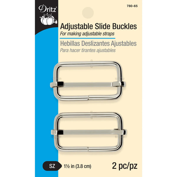 1 - 1/2" Adjustable Slide Buckles, Silver, 2 pc - Harmony