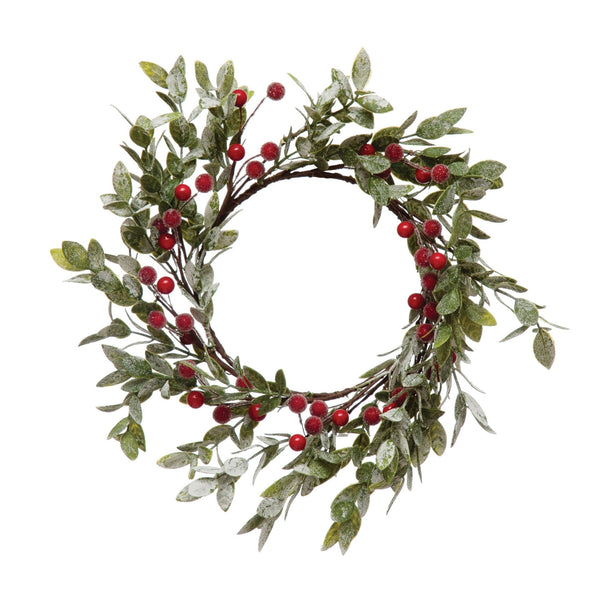 Faux Leaves and Berry Wreath with Frost Finish - Harmony