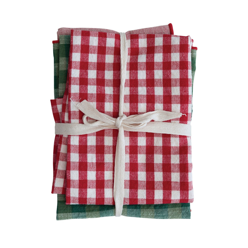 28"L x 18"W Woven Cotton Tea Towels, Multi Color, Set of 3