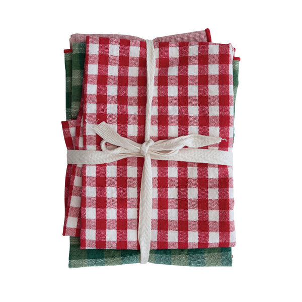 28"L x 18"W Woven Cotton Tea Towels, Multi Color, Set of 3