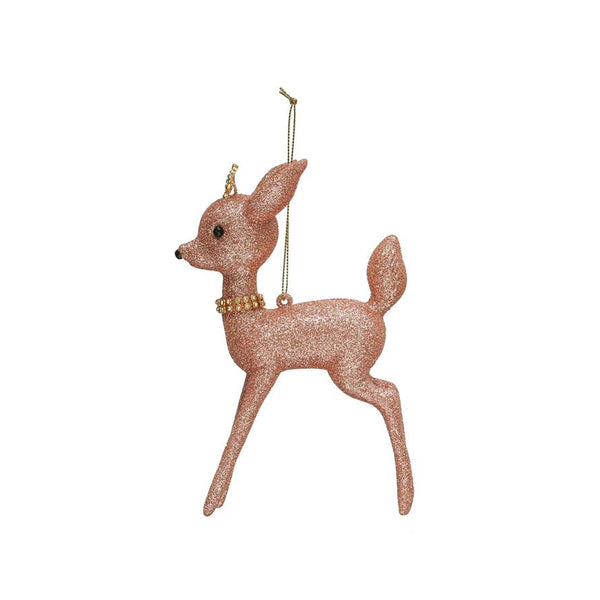 Deer Ornament with Glitter and Crystal Collar and Crown - Harmony