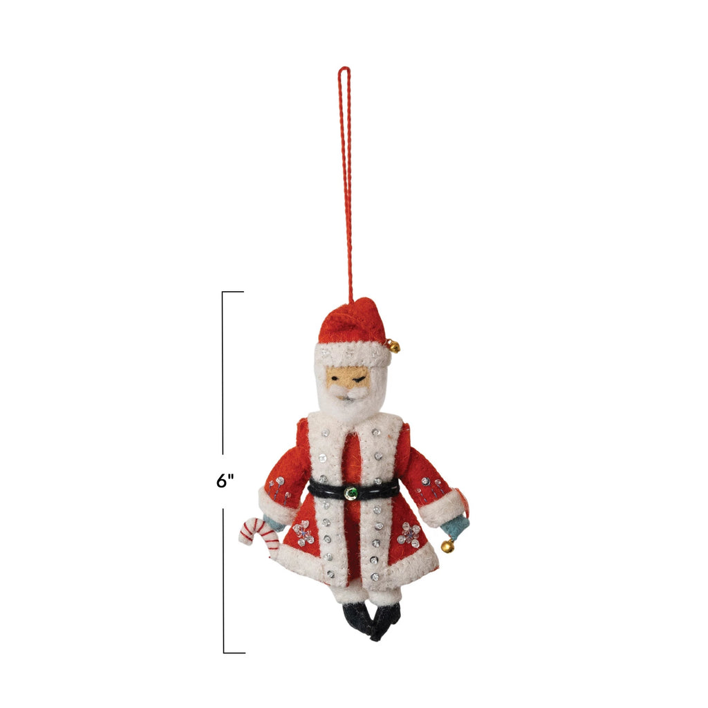 Wool Santa with Sequin Coat Ornament - Harmony