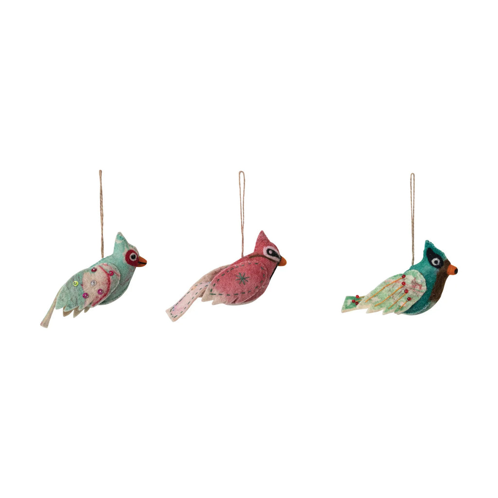 Handmade Wool Felt Bird Ornament, 3 Styles - Harmony