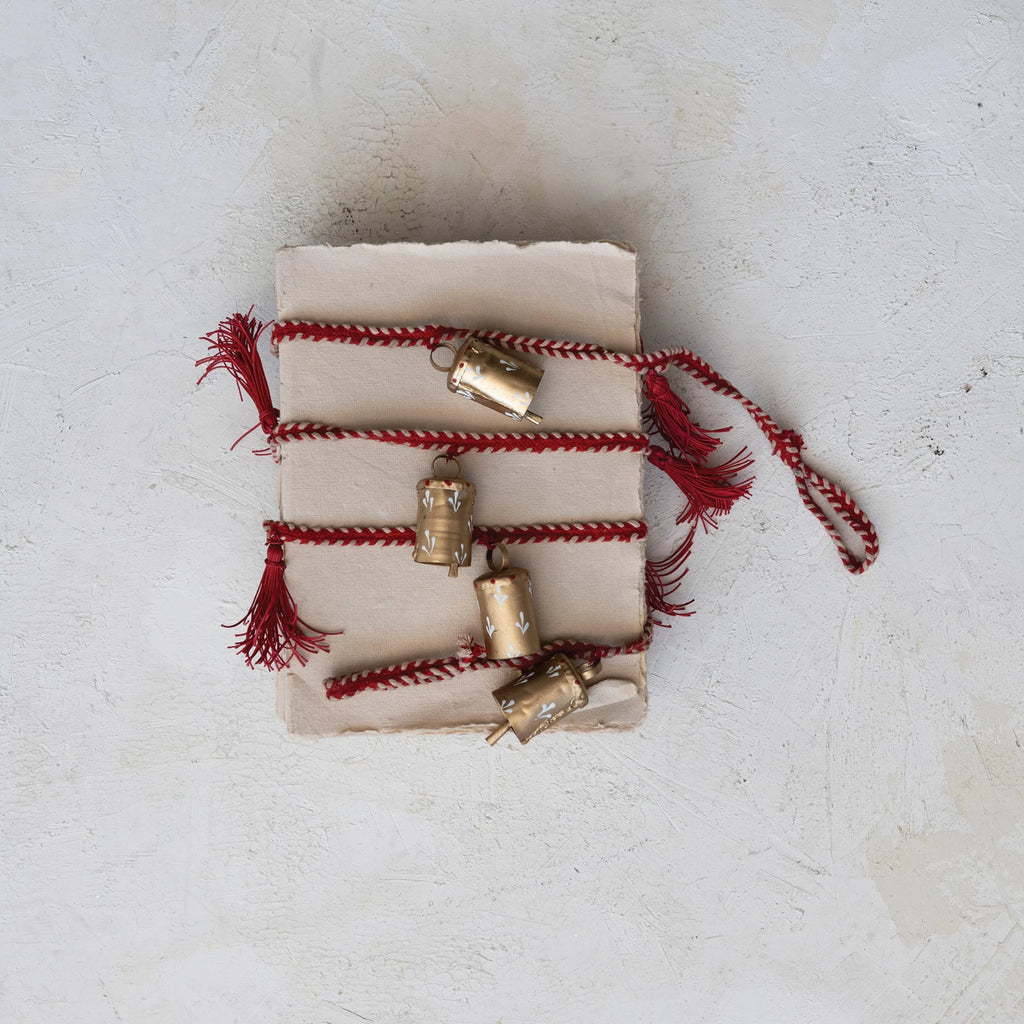 Painted Metal Bell Garland with Cotton Tassels - Harmony