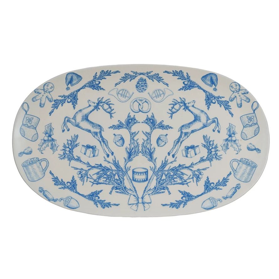 Stoneware Oval Platter Holiday Pattern - Harmony