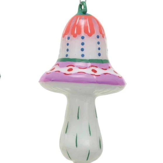 Hand Painted Glass Mushroom Ornament Pink/Green/Orange - Harmony