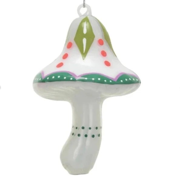 Hand Painted Glass Mushroom Ornament Green - Harmony