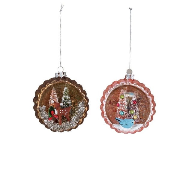 Glass Diorama Ornament with Animals and Trees, 2 Styles - Harmony