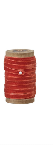 10 Yard 1/4"W Velvet Ribbon on Wood Spool, 3 Colors