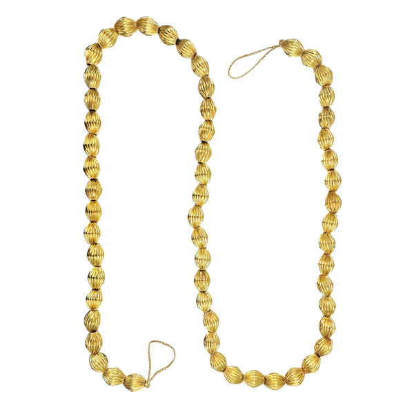 72"L x 1"H Electroplated Metal Pleated Bead Garland, Gold Finish