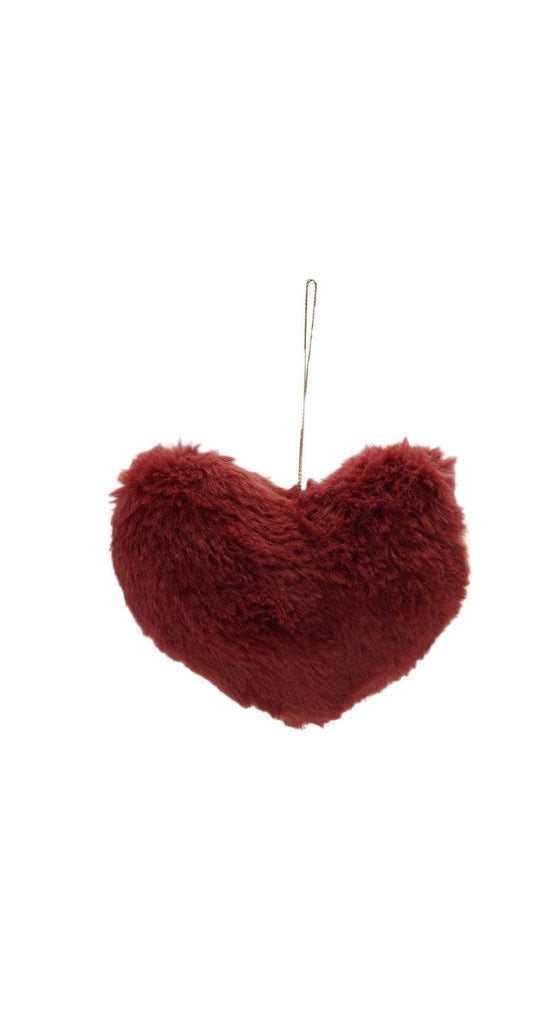 4-3/4"L x 4-3/4"W Faux Fur Heart Shaped Ornament, 2 Colors