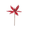 15"H Fabric Poinsettia Pick with Stitching, Red & Cream Color