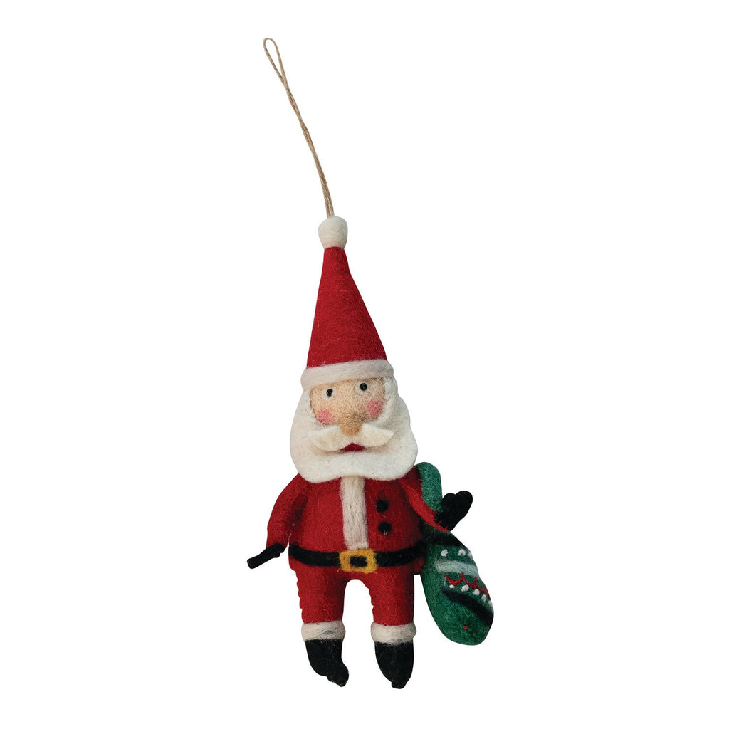 Handmade Wool Felt Santa Ornament with Embroidery, Multi Color ©