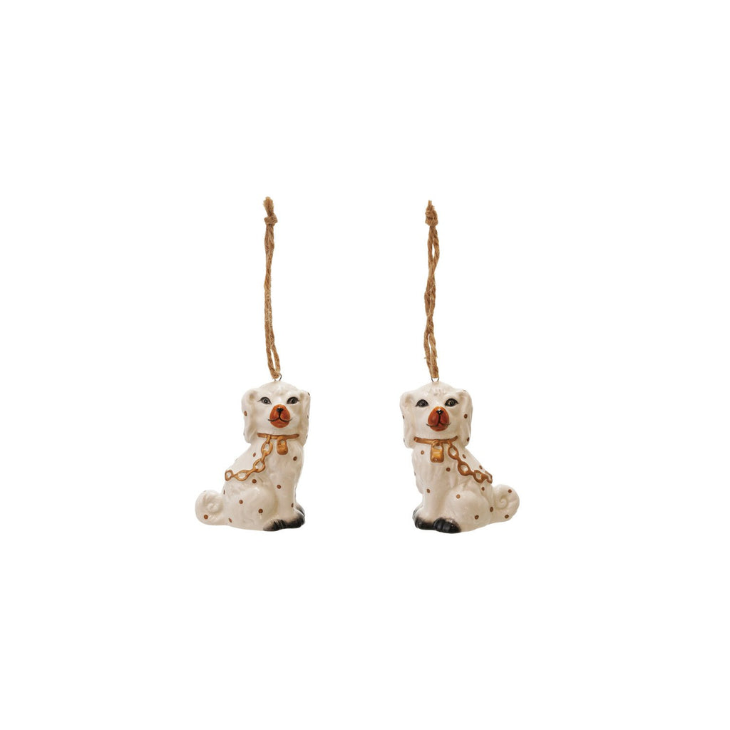 2-3/4"H Ceramic Staffordshire Dog Ornament, Gold Finish, 2 Styles