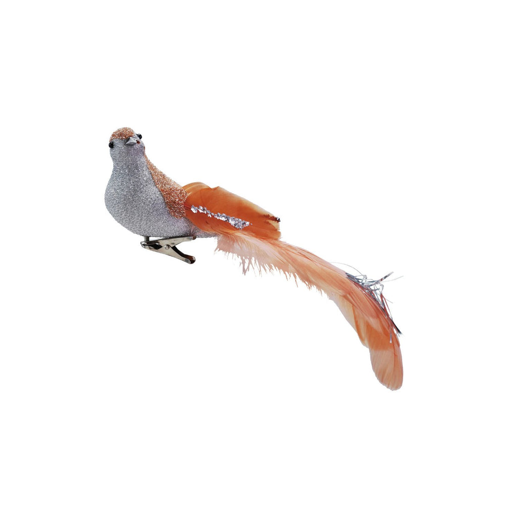 Foam & Feather Bird Clip-on Ornament with Glitter & Tinsel