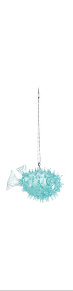 3"L Resin Puffer Fish Ornament, 3 Colors