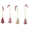 Hand-Painted Wood Tree Ornament with Stripes & Tassel, 4 Styles