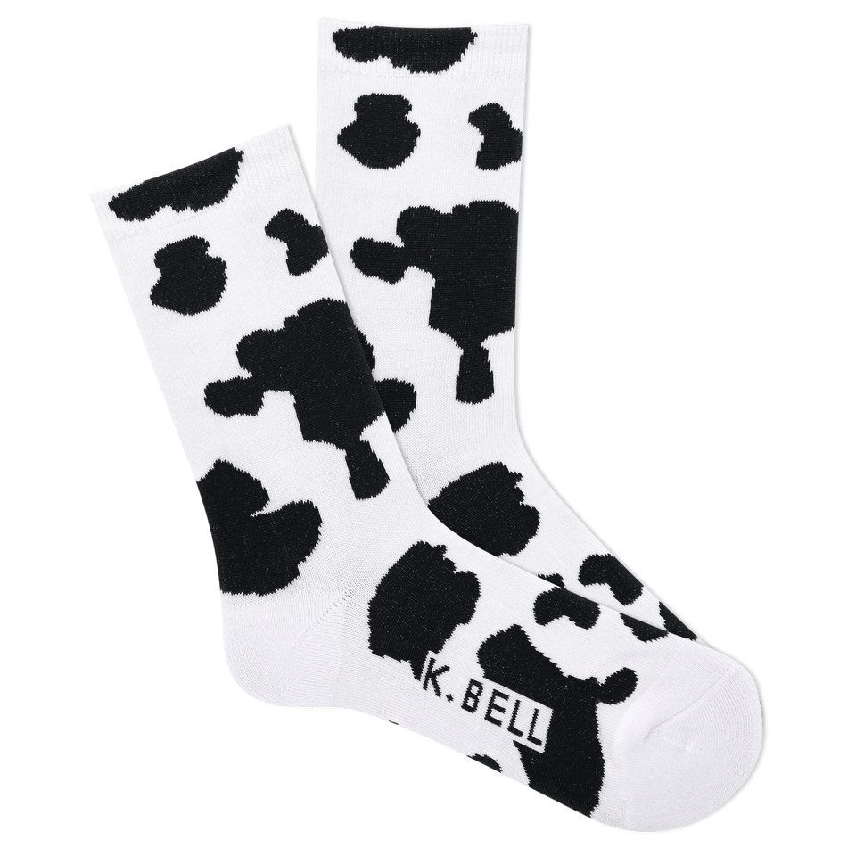 Women's American Made Cow Print Crew Sock - Harmony