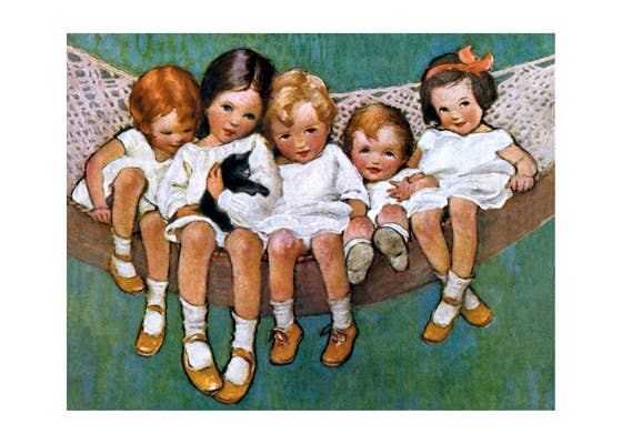 Little Girls In Hammock - Friendship Card - Harmony