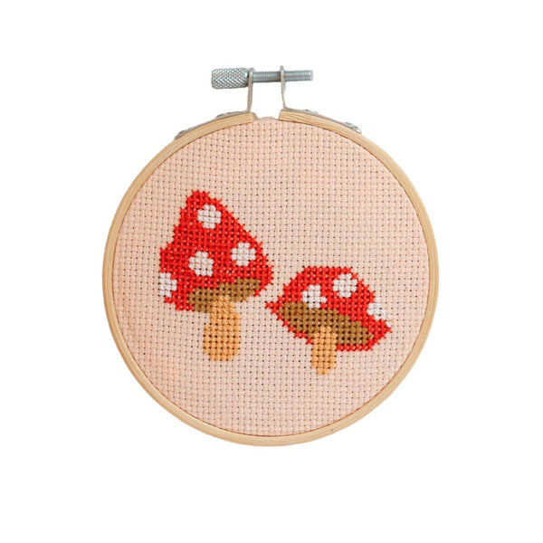 Toadstool Cross Stitch Kit - Red - Harmony