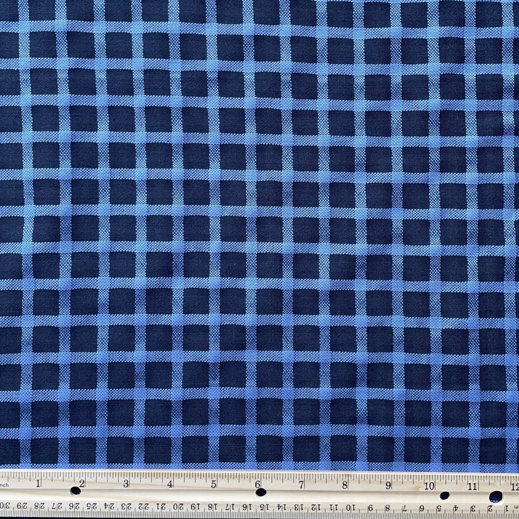 Deadstock Blue Windowpane Linen/Cotton - Harmony