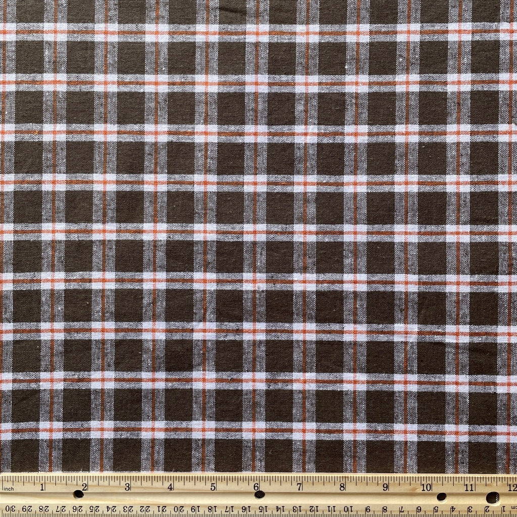 Deadstock Brown & Orange Plaid Cotton - Harmony