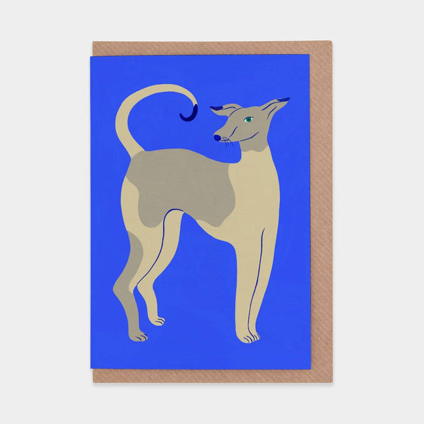 Young Dog on Blue Greetings Card - Harmony