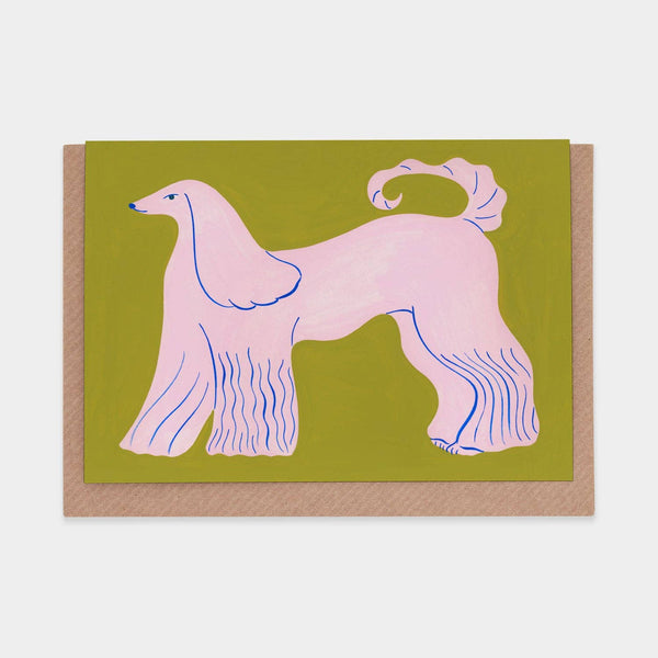 Pink Afghan Hound Greetings Card - Harmony