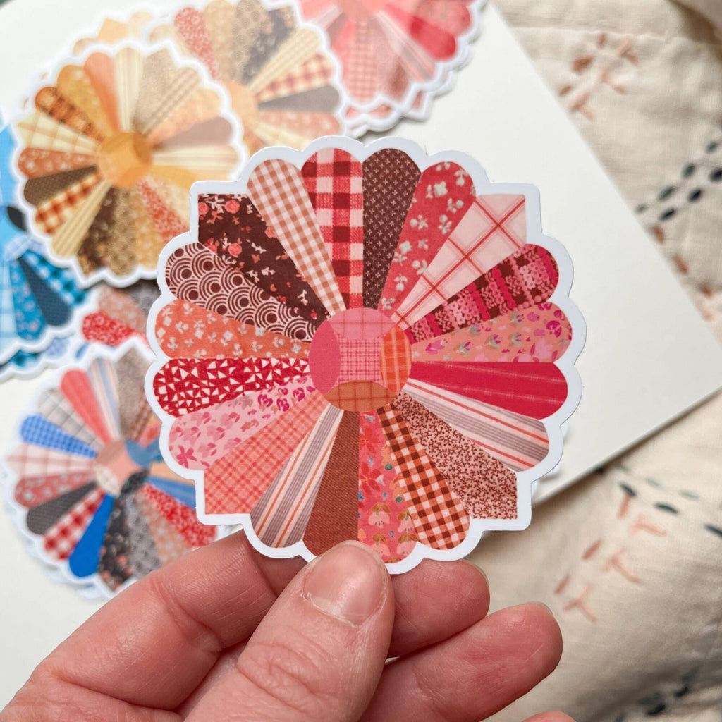 Pink Quilt Flower Vinyl Sticker - Harmony