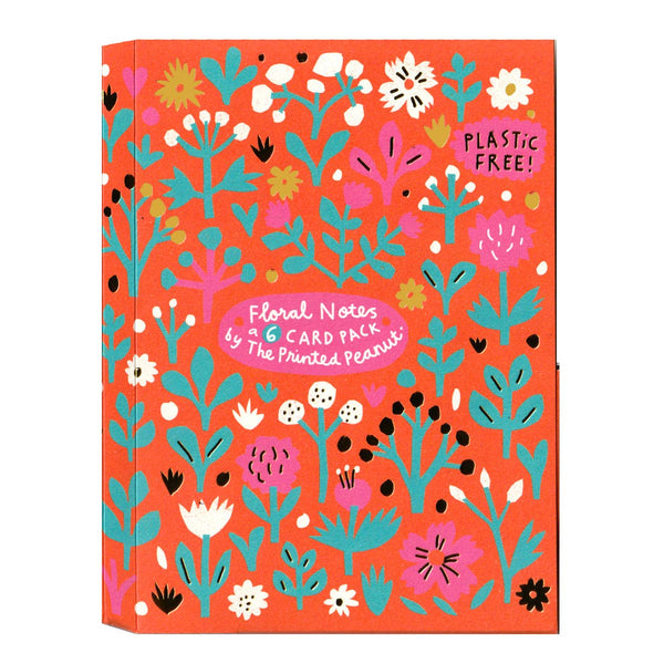 Red Floral Notes, 6 Card Pack - Harmony