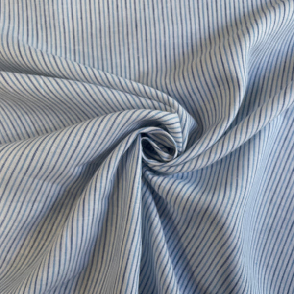 Deadstock White & Blue Striped Linen - Harmony