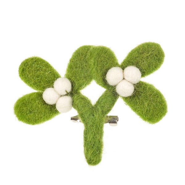 Handmade Felt Fair trade Mistletoe Brooch Christmas - Harmony