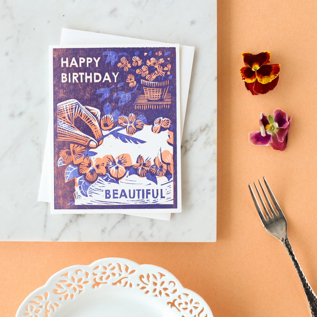 Happy Birthday Beautiful (Edible Flower Cake) Card - Harmony