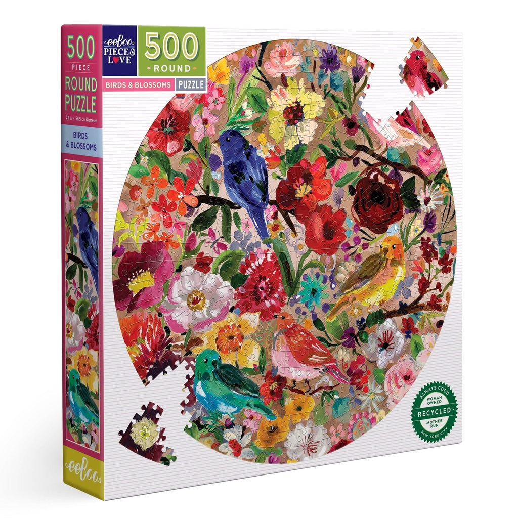 Birds and Blossoms 500 Piece Round Puzzle - Harmony
