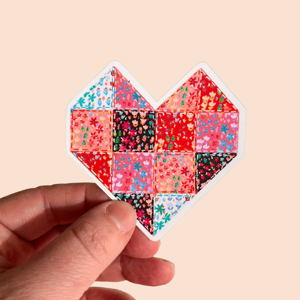 Pink Quilt Heart Vinyl Sticker - Harmony
