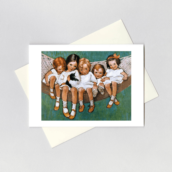 Little Girls In Hammock - Friendship Card - Harmony